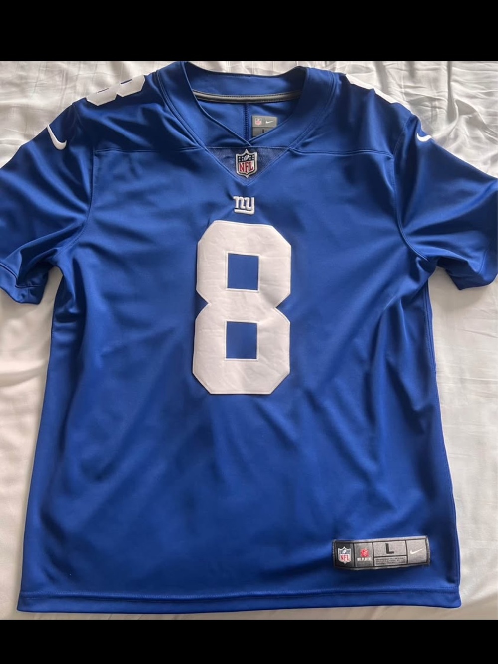 Nike Blue and White #8 Football Jersey - Giants Style